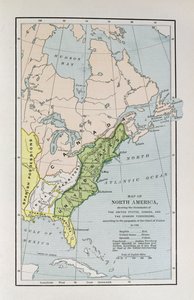 Karte von Nordamerika, die die Grenzen der Vereinigten Staaten, Kanadas und der spanischen Besitzungen gemäß den Vorschlägen des französischen Hofes im Jahr 1782 zeigt, aus 